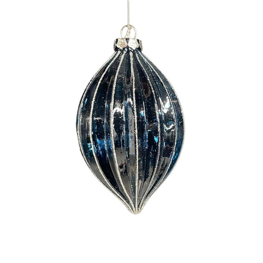 Winter Blue Drop Ornament 6.5” Blue/Silver | LC