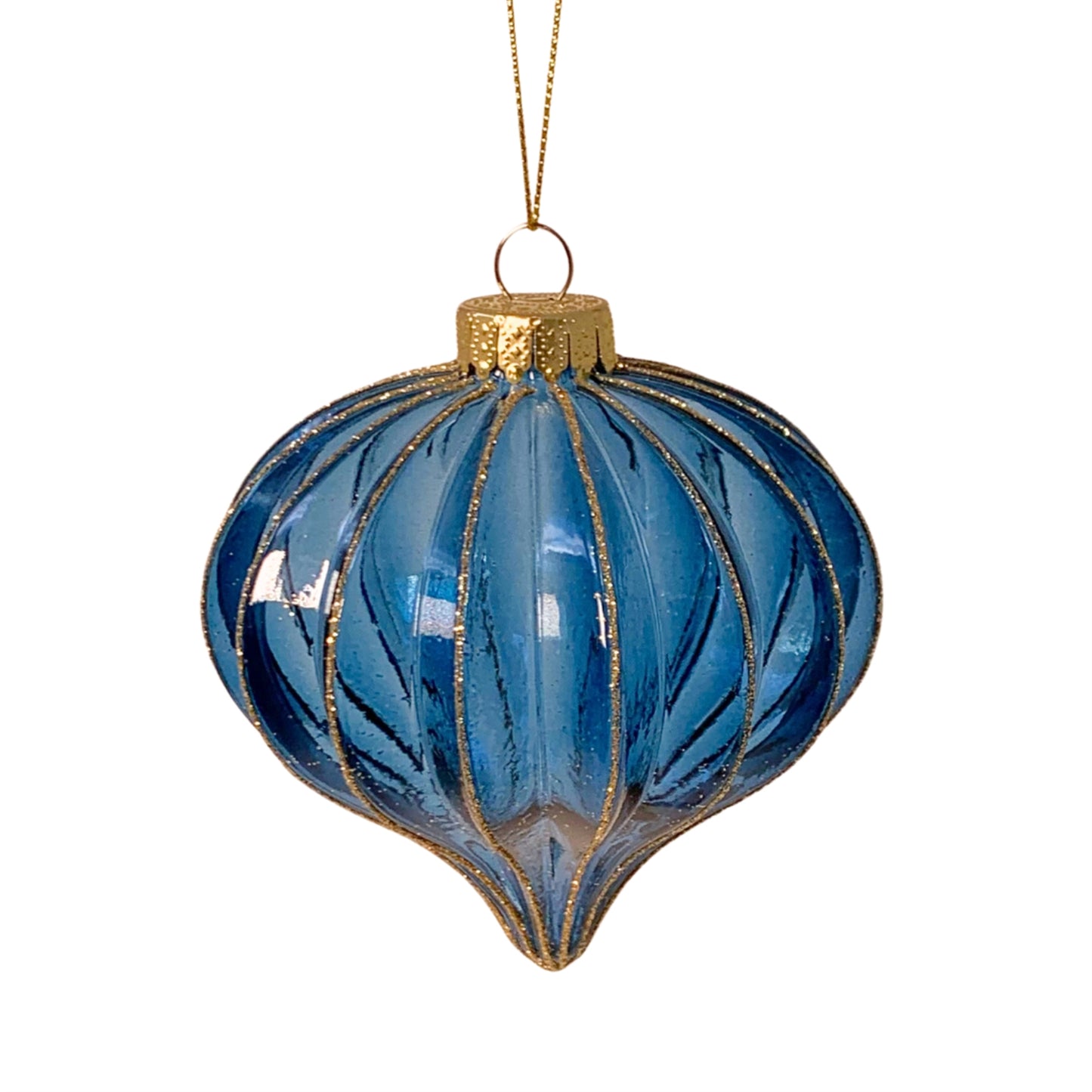 Winter Blue Onion Ornament 4” Blue/Gold | LC