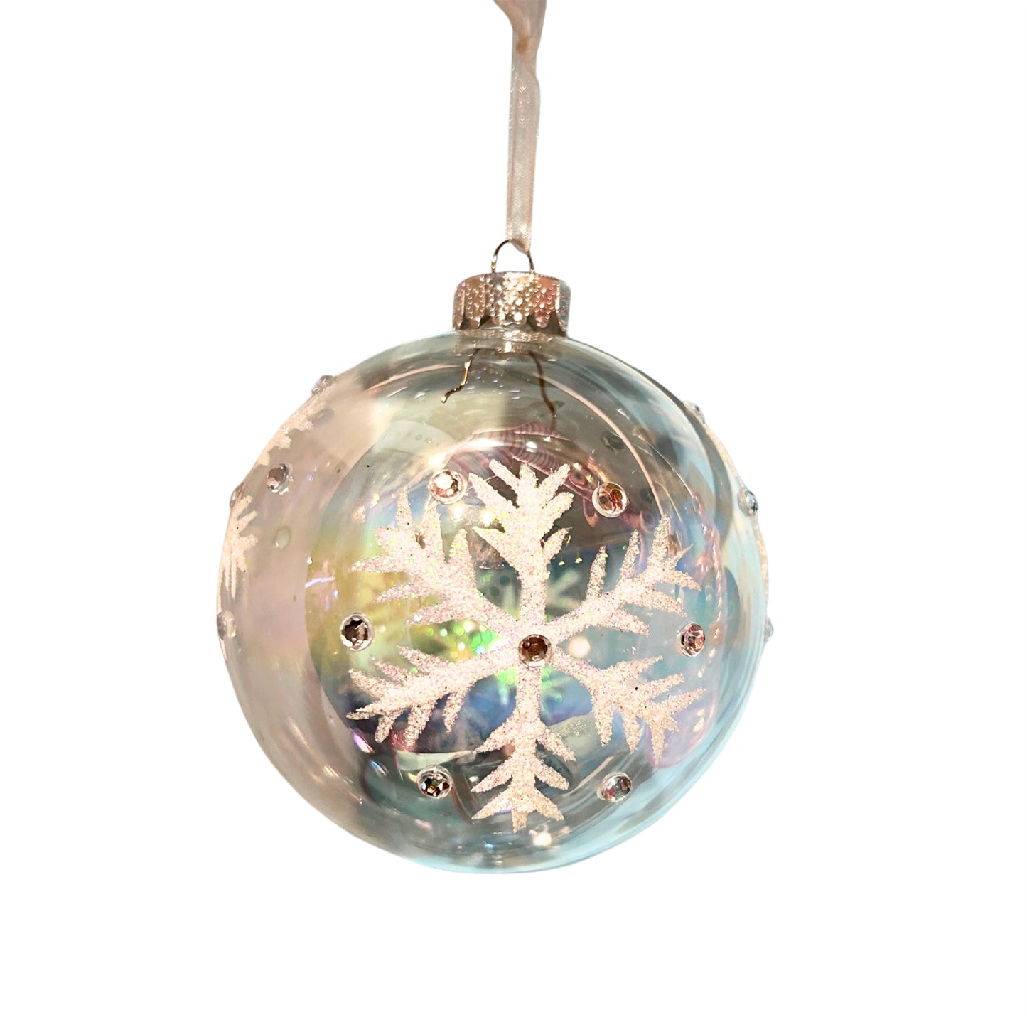 Iridescent White Snowflake Ornament 4” | LC