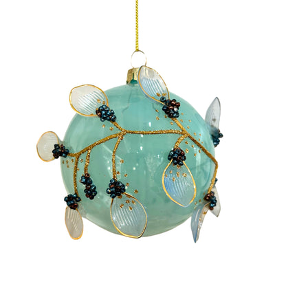 Light Blue Leaf Petal Ornament 4" | TG