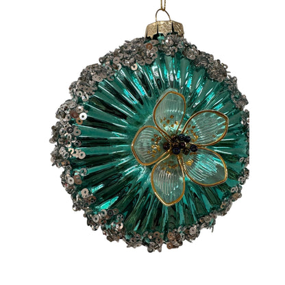 Flower Emboss Disc Ornament 3.6" | TG