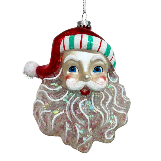 Retro Santa Claus Glass Ornament 3.5" | TG