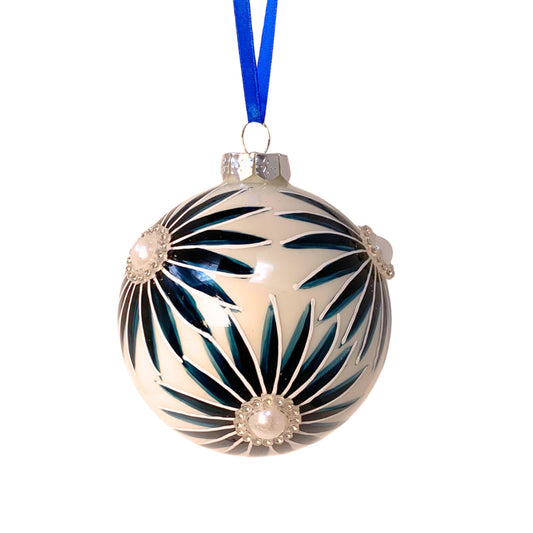 Blue Daisy Pearl Ornament 4” | TG