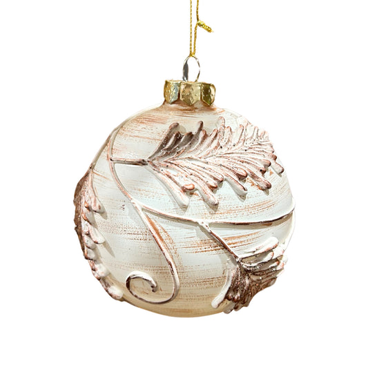 Faux Wood Embossed Leaf Ornament 4" | TG