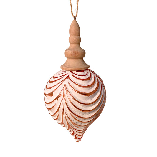 Winter Hearth Glass Ornament Bronze Wood Top 7" | TG