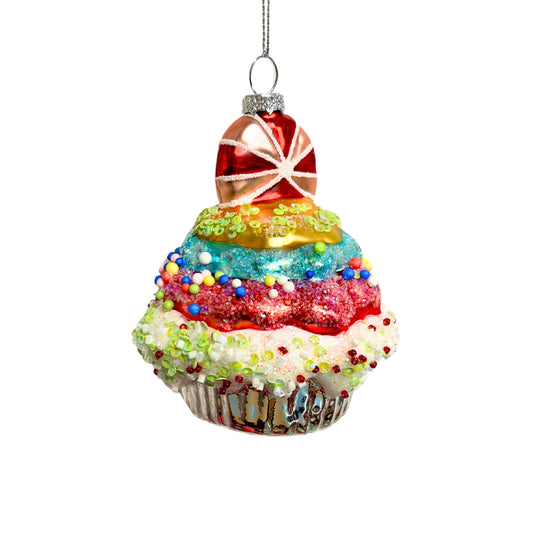 Cupcake Glass Ornament 4" | TG