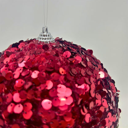 Faux Velvet Sequin Ornament - Burgundy 6” | KS