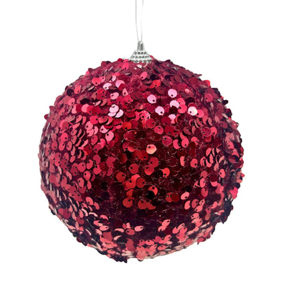 Faux Velvet Sequin Ornament - Burgundy 6” | KS