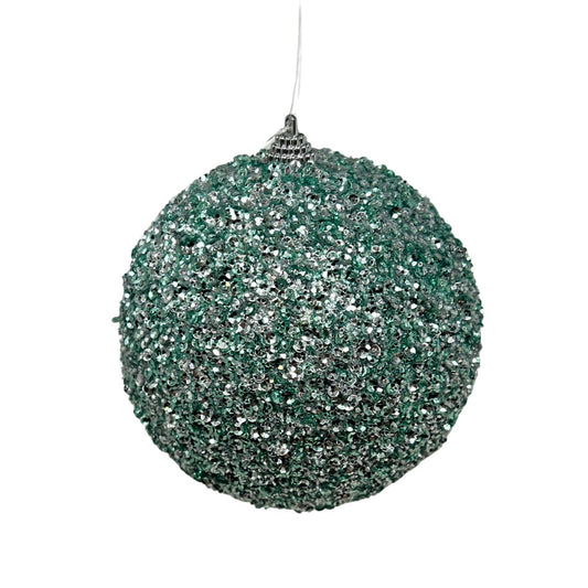 Sequin Encrusted Lt. Blue/Silver Ornament  5” | KS