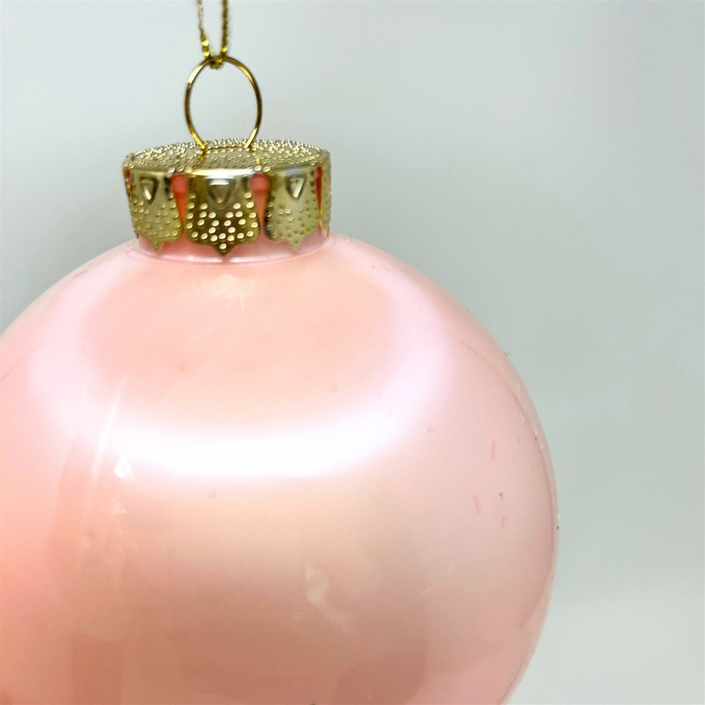 Plastic Pearl Finish Ball Ornament - Peach/Pink 4" | YK