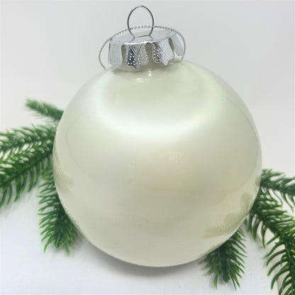 Plastic Pearl Finish Ball Ornament - Pearl 4" | YK