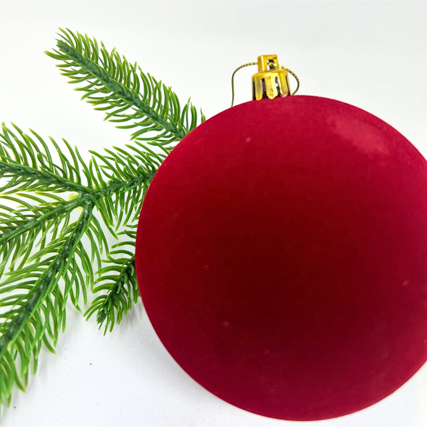 Plastic Flocked Ball Ornament - Crimson 4" | YK
