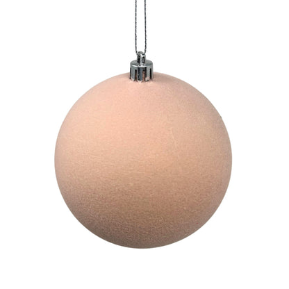 Plastic Flocked Ball Ornament - Peach Pink 4" | YK