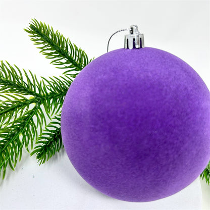 Plastic Flocked Ball Ornament - Purple 4" | YK