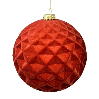 Plastic Flocked Diamond Ball Ornament - Burnt Umber 6" | YK