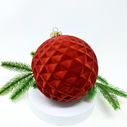 Plastic Flocked Diamond Ball Ornament - Burnt Umber 6" | YK