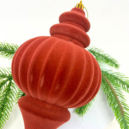 Plastic Flocked Finial Ornament - Burnt Umber 10" | YK