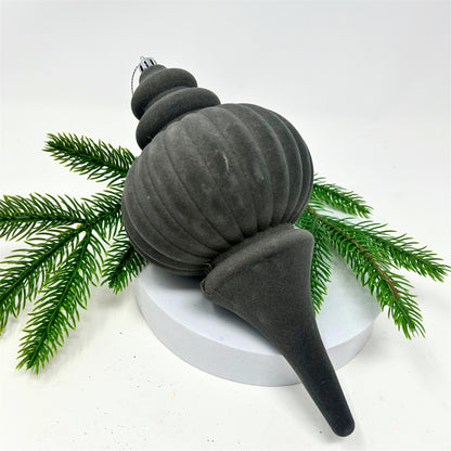 Plastic Flocked Finial Ornament - Charcoal 10" | YK