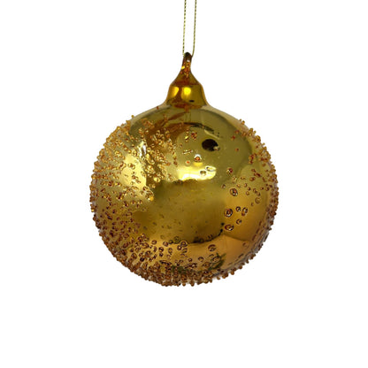 Gold/Copper Ombre Textured Glass Ball Ornament 4" | TG