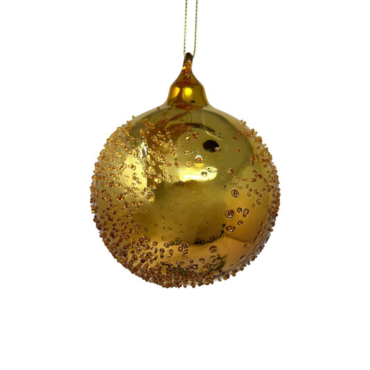Gold/Copper Ombre Textured Glass Ball Ornament 4" | TG
