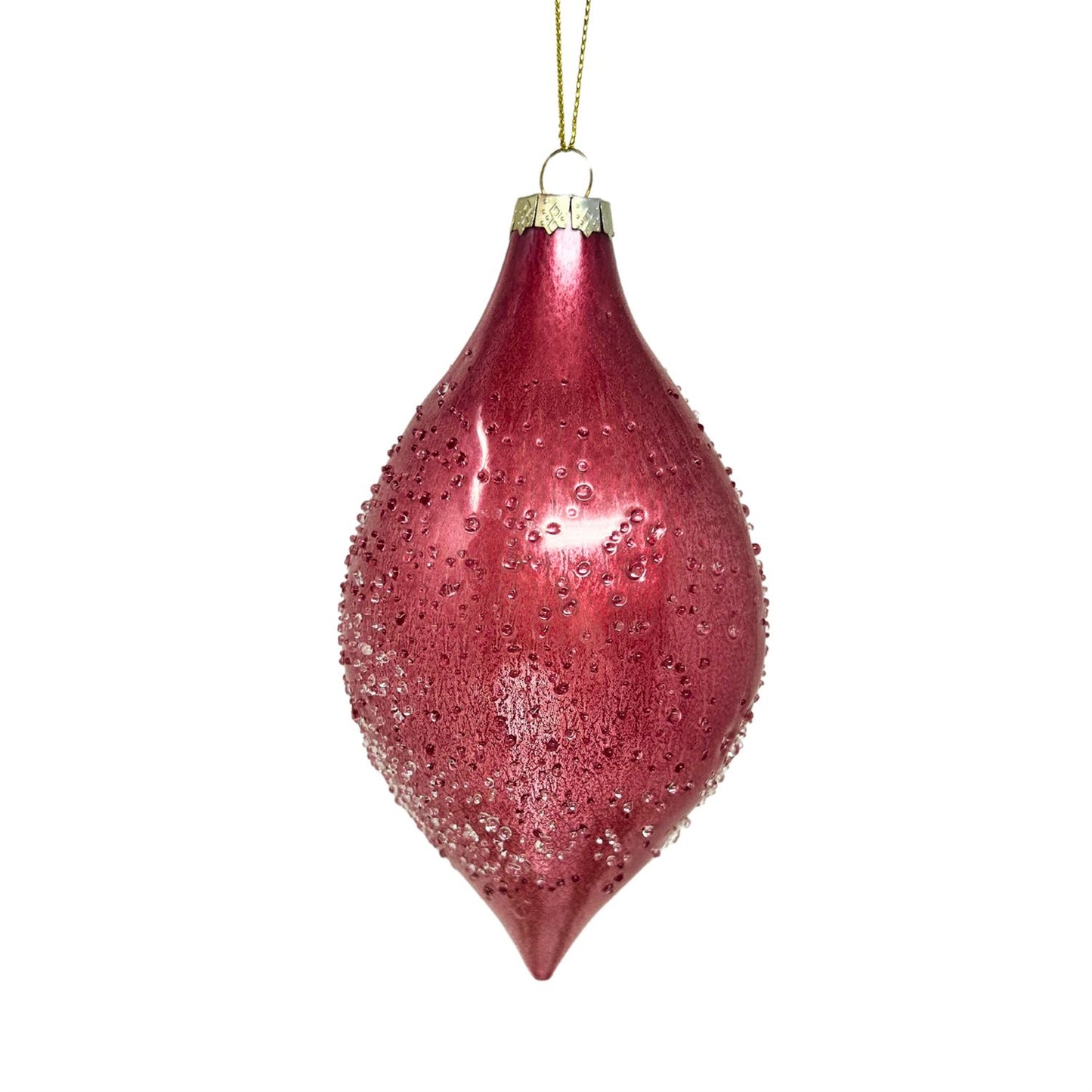 Rose Pink Glass Iced Finial Ornament 6" | TG