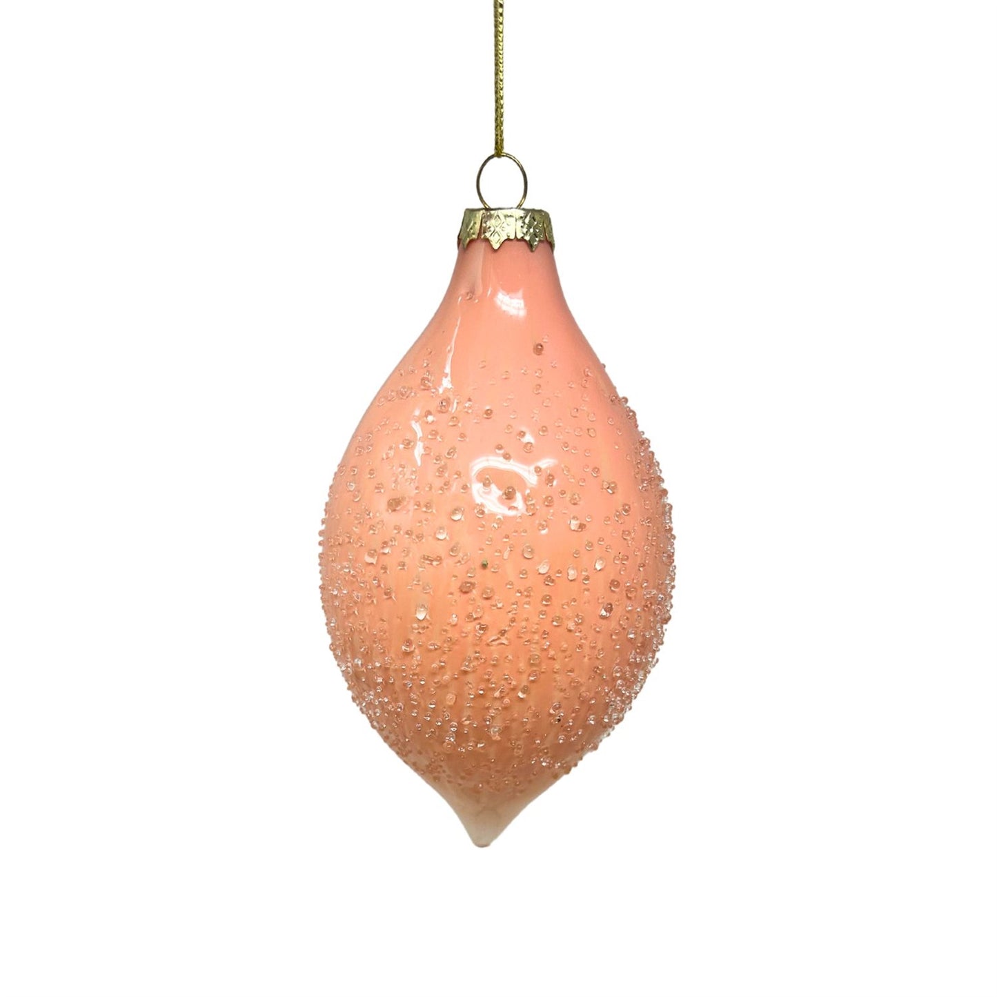 Peach/Pink Glass Iced Finial Ornament 6" | TG