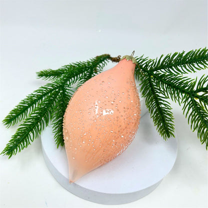 Peach/Pink Glass Iced Finial Ornament 6" | TG