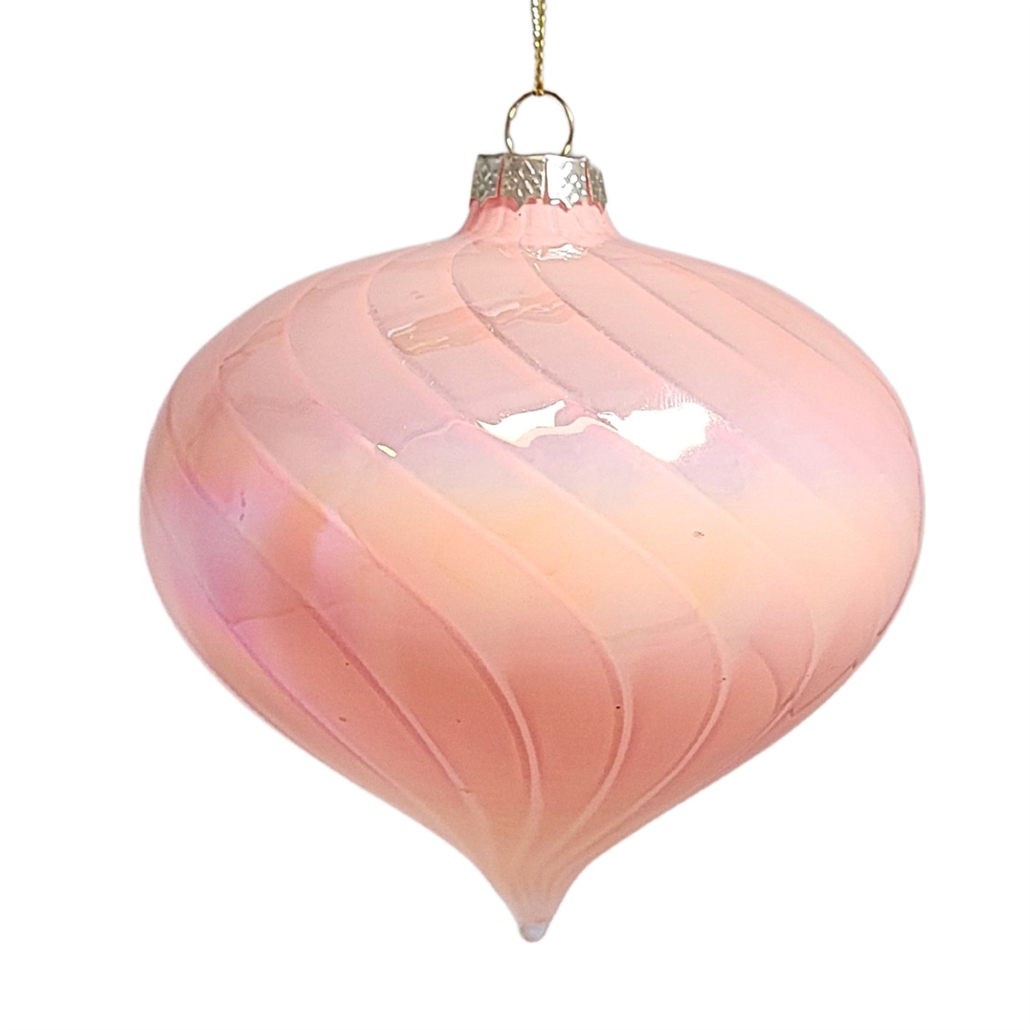 Swirl Glass Onion Finial Ornament - Pink 4" | TG