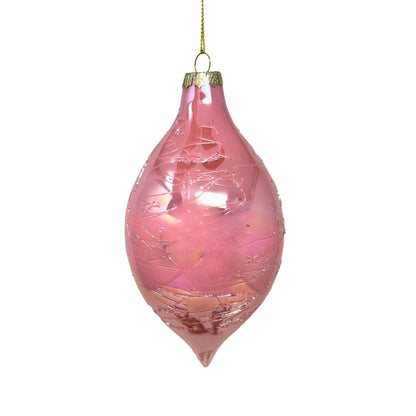 Iridescent Pink Faux Cracked Glass Finial 6" | TG