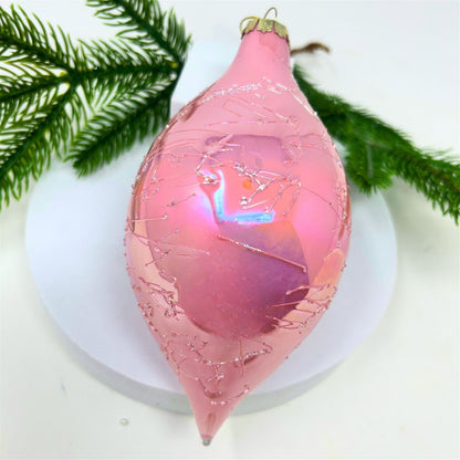 Iridescent Pink Faux Cracked Glass Finial 6" | TG
