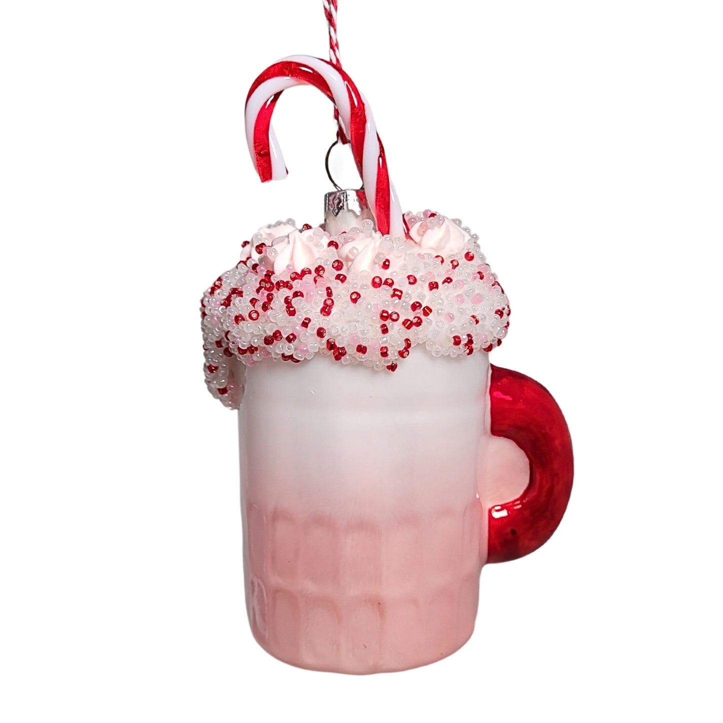 Glass Sweet Treat Cup Ornament - Pink 5.5" | TG