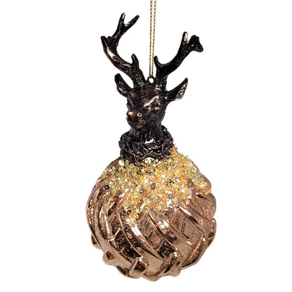 Gold Weaved Glass Deer Ornament 5.75" | TG