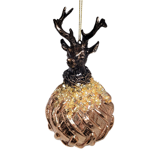 Gold Weaved Glass Deer Ornament 5.75" | TG