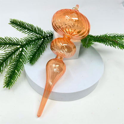 Swirl Glass Finial Ornament - Orange 8.5" | TG