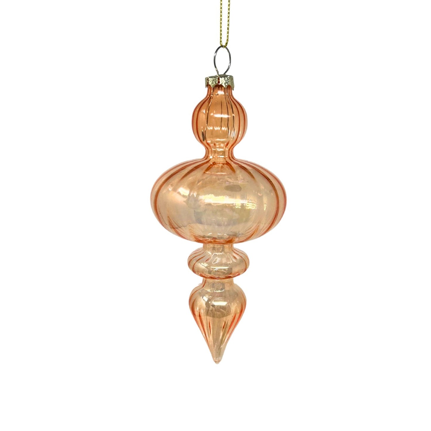Swirl Glass Finial Ornament - Orange 6" | TG