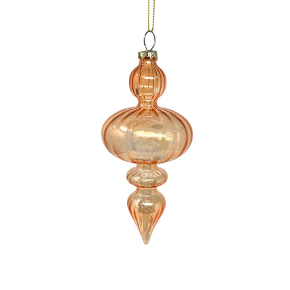 Swirl Glass Finial Ornament - Orange 6" | TG