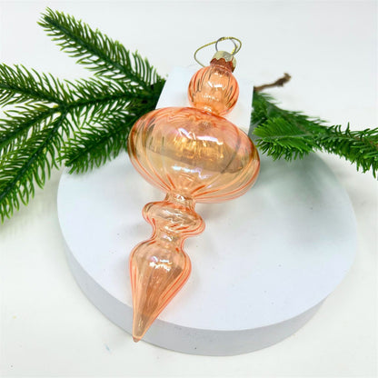 Swirl Glass Finial Ornament - Orange 6" | TG