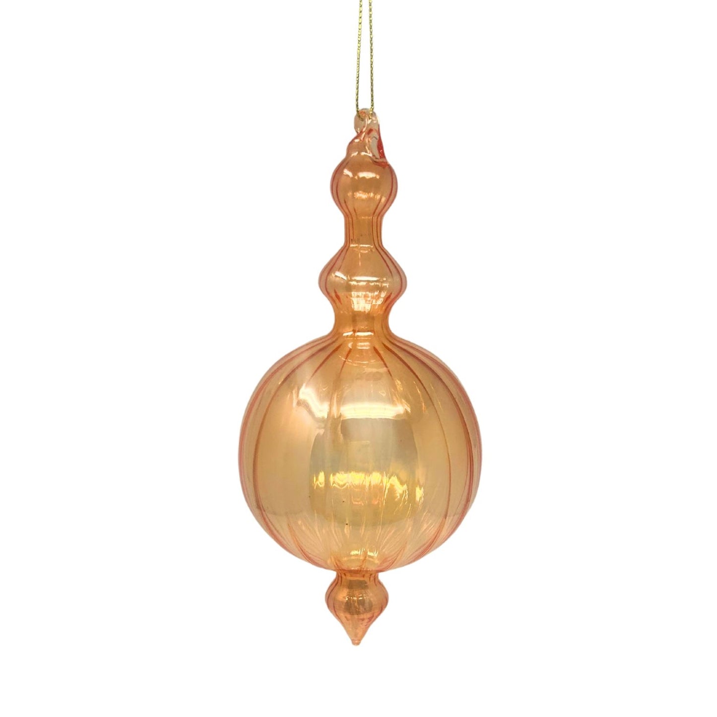 Vertical Stripe Orange Glass Finial 6.75" | TG