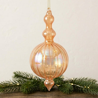 Vertical Stripe Orange Glass Finial 6.75" | TG