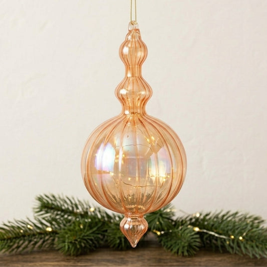 Vertical Stripe Orange Glass Finial 6.75" | TG