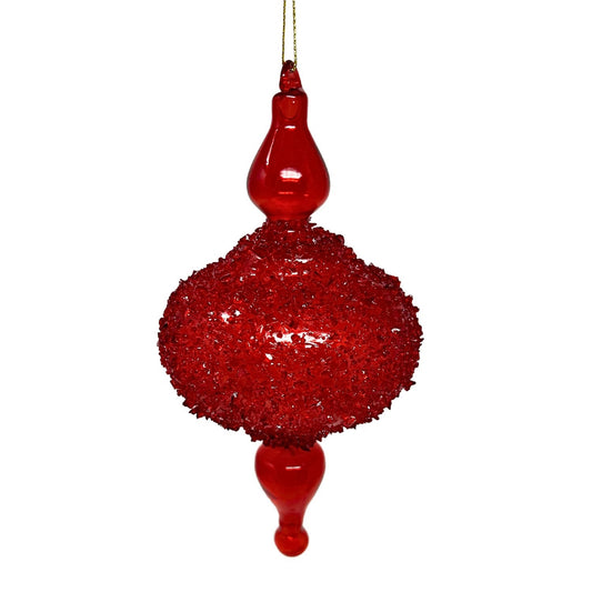Red Glass Encrusted Finial Ornament 6.75" | TG