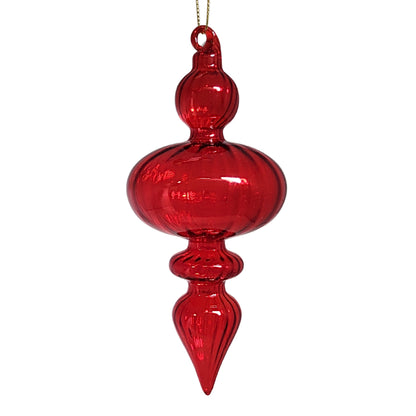 Swirl Glass Finial Ornament - Red 6" | TG