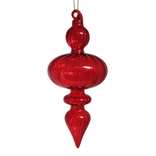 Swirl Glass Finial Ornament - Red 6" | TG