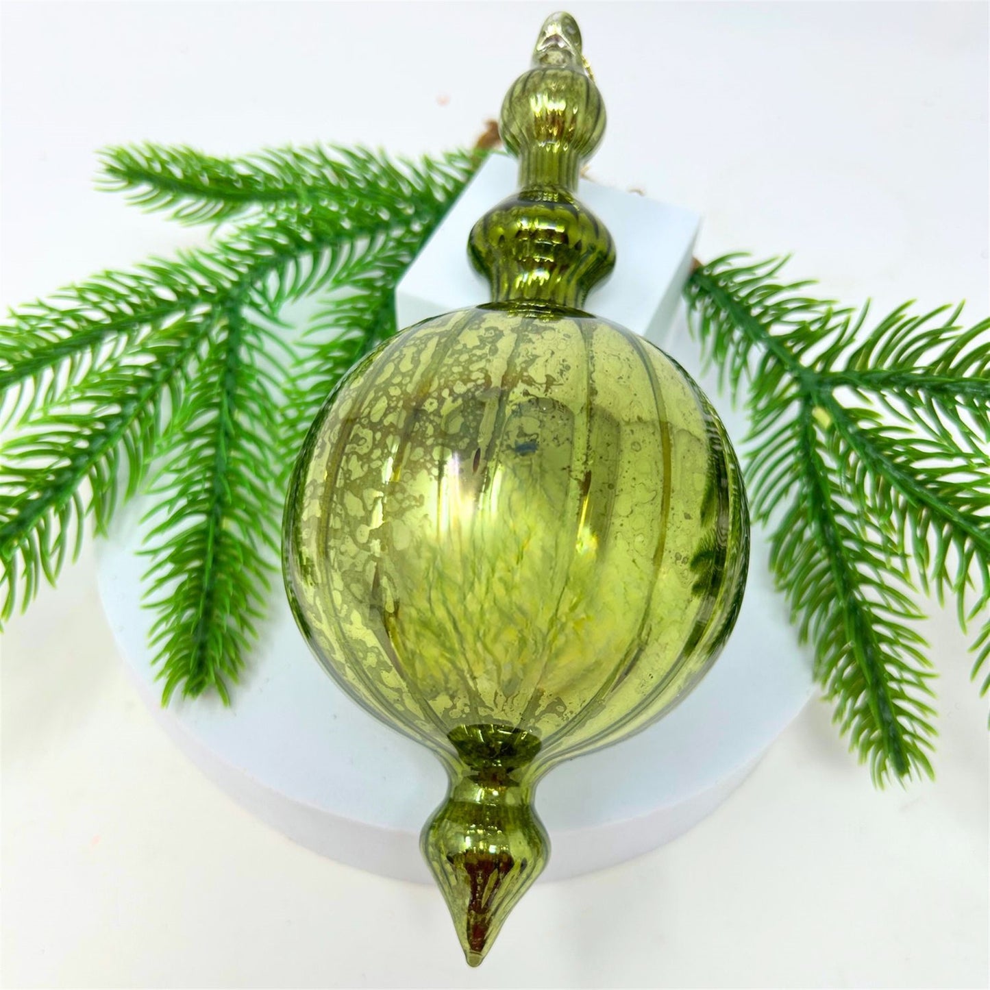 Mercury Olive Green Glass Ornament 6.75" | TG TG