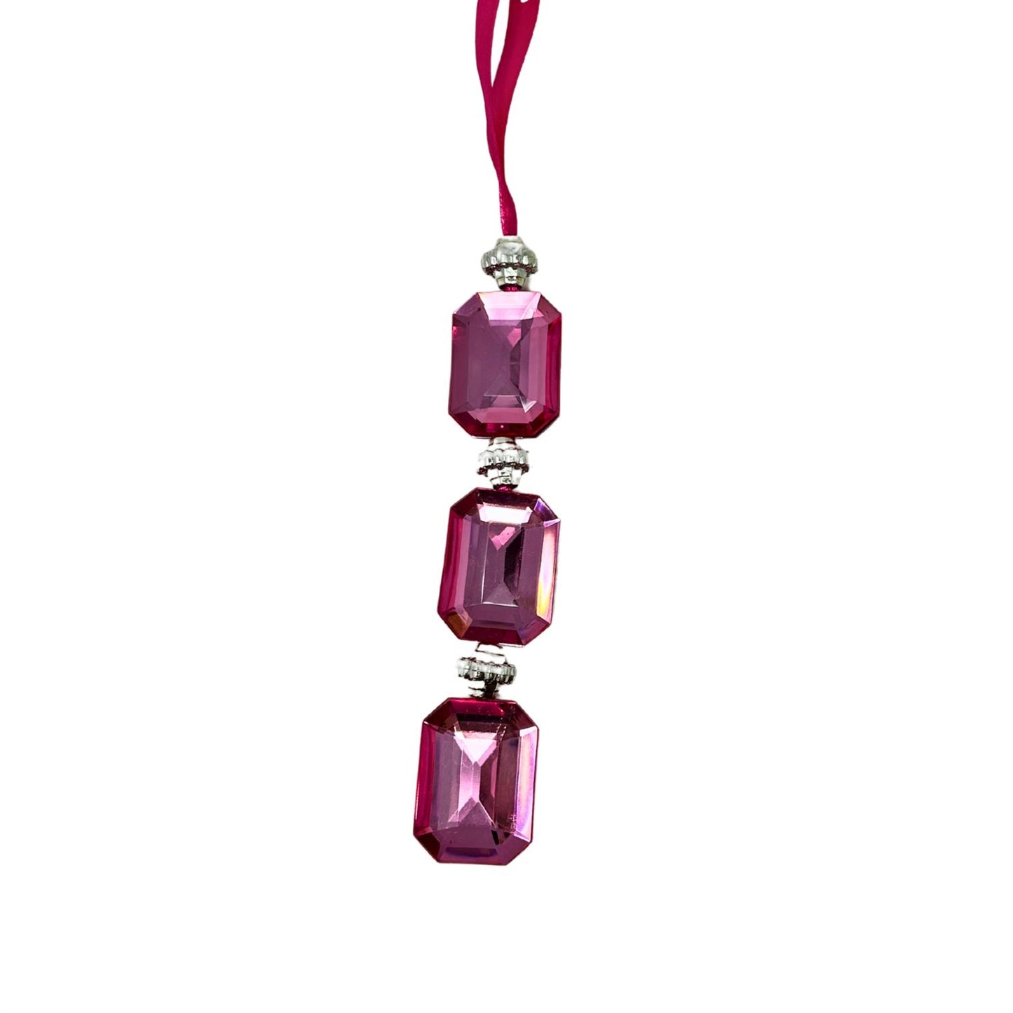 Acrylic Jewel Hanging Ornament - Pink 1.2x0.5x6.5" | ZT