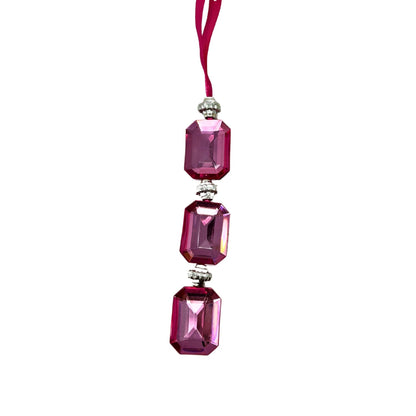 Acrylic Jewel Hanging Ornament - Pink 1.2x0.5x6.5" | ZT