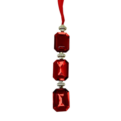 Acrylic Jewel Hanging Ornament - Red 1.2x0.5x6.5" | ZT