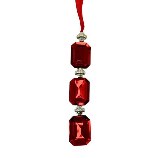 Acrylic Jewel Hanging Ornament - Red 1.2x0.5x6.5" | ZT