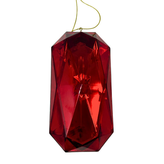 Plastic Rectangle Diamond Ornament - Red 2.8x2.2x5.7" | ZT