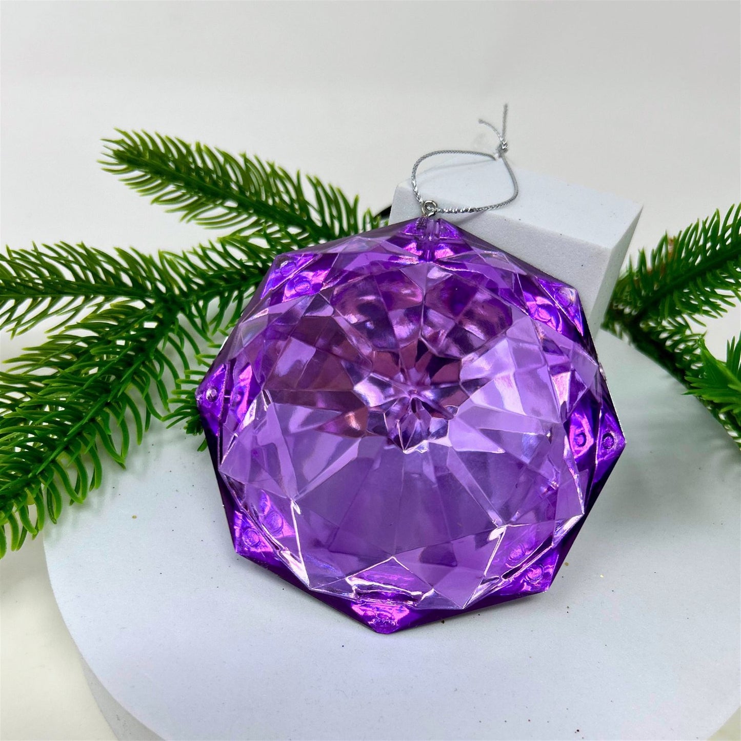 Acrylic Octagon Diamond Ornament - Purple 3.5x2x4" | ZT